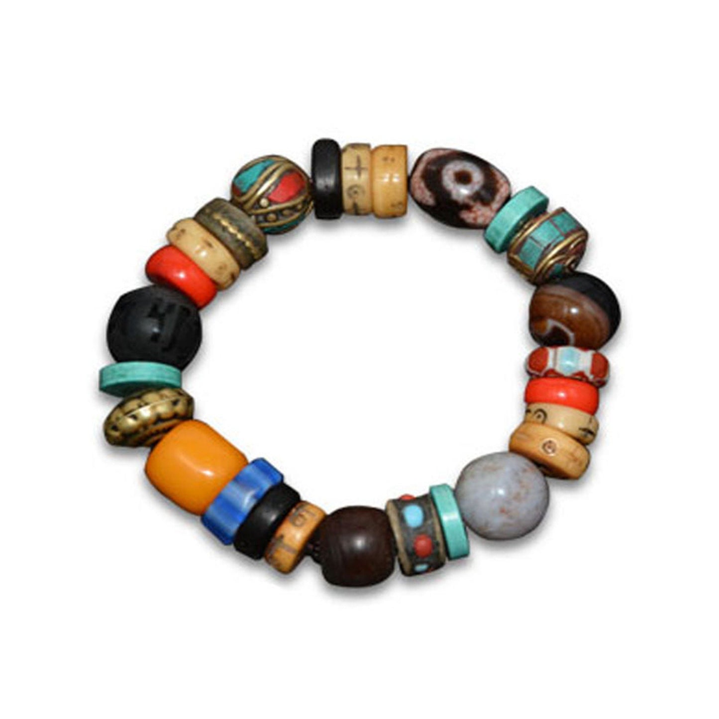 Gandhanra Assorted Tibetan Dzi Bead Bracelet