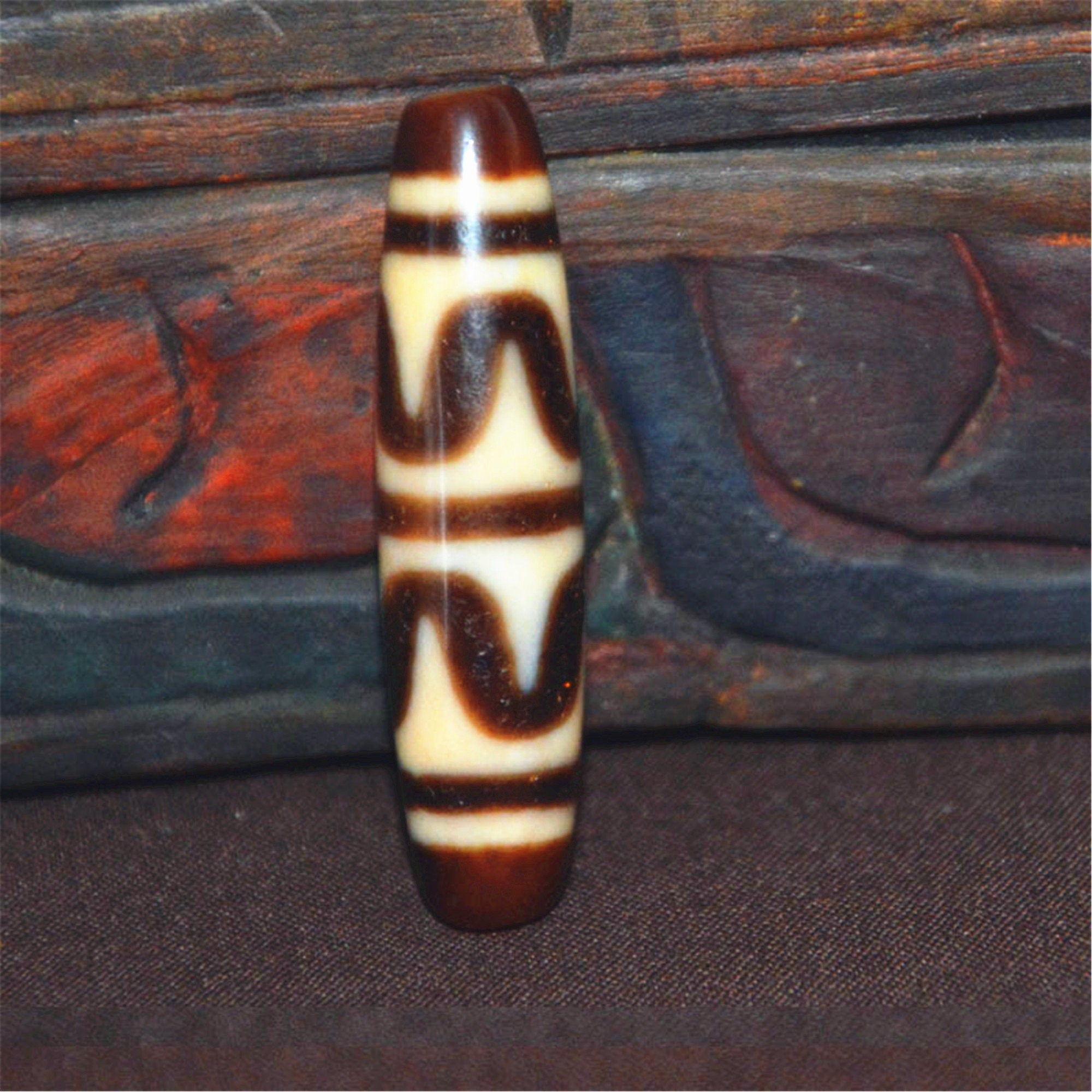 Old Natural Tiger Tooth sale Tibetan and Tasso Dzi Bead