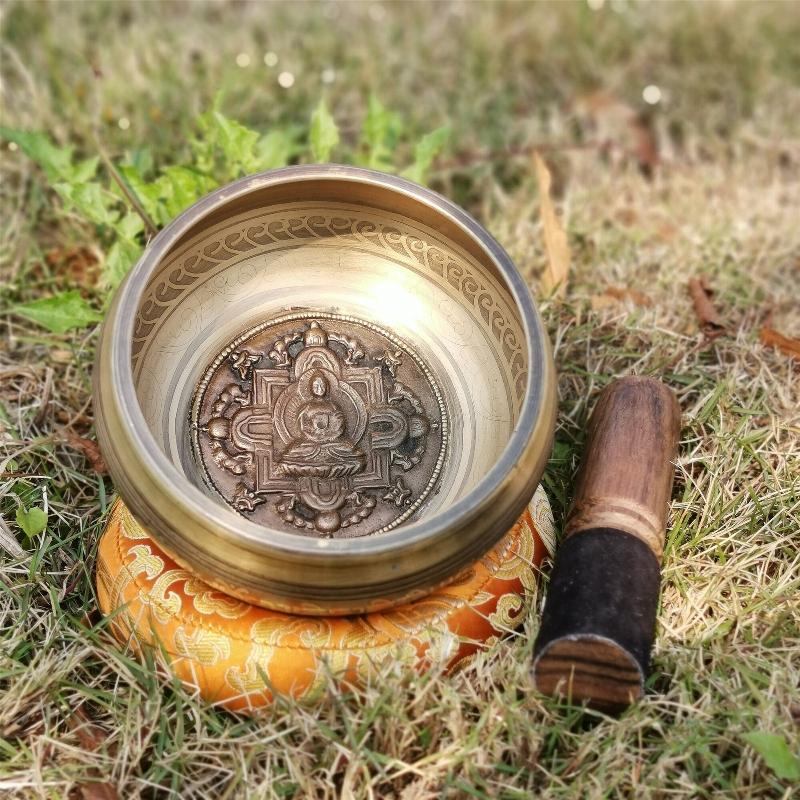 Gandhanra Classical Tibetan Singing Bowl with Amitayus Buddha Mandala Symbol,Handmade in Nepal