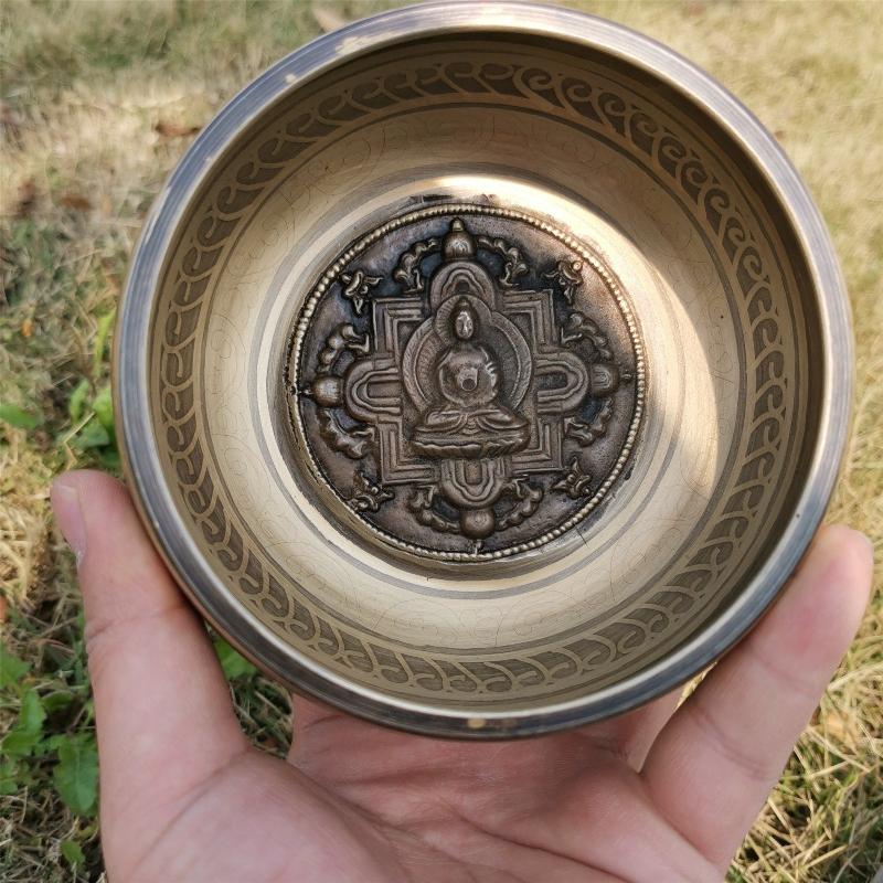 Gandhanra Classical Tibetan Singing Bowl with Amitayus Buddha Mandala Symbol,Handmade in Nepal