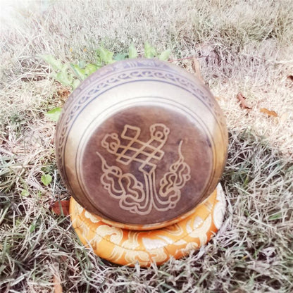 Gandhanra Classical Tibetan Singing Bowl with Buddha OM Astamangal Symbol,For Sound Healing,Meditation,Relaxation,Yoga,Handmade in Nepal