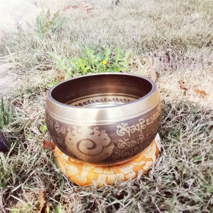 Gandhanra Classical Tibetan Singing Bowl with Buddha OM Astamangal Symbol,For Sound Healing,Meditation,Relaxation,Yoga,Handmade in Nepal