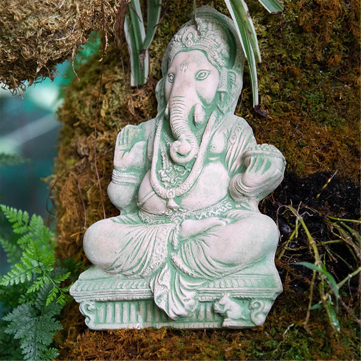 Gandhanra Handmade Thailand Style Ganesha Elephant God Buddha statuary,Stone Car - Buddha statue, close-up detail