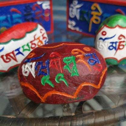 Gandhanra Hand Carved Colorful Mani Stone, Om mani padme hum Mantra,Mysterious Tibetan Folk Art,Exquisite courtyard decoration