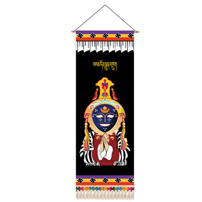 Tibetan Girl Opera Mask Portrait Wall Art Scroll Tapestry
