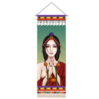 Tibetan Opera Mask Portrait Wall Art Scroll Tapestry
