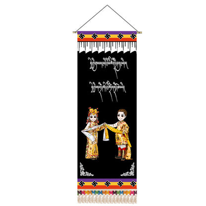 Tibetan Opera Mask Portrait Wall Art Scroll Tapestry