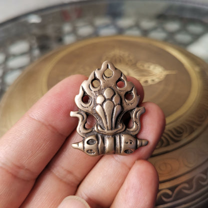 Gandhanra Antique Tibetan Buddhist Amulet,Mani Jewel/Wish-Fulfilling Cintamani Badge, Nubro,Made of Brass,50 Years Old