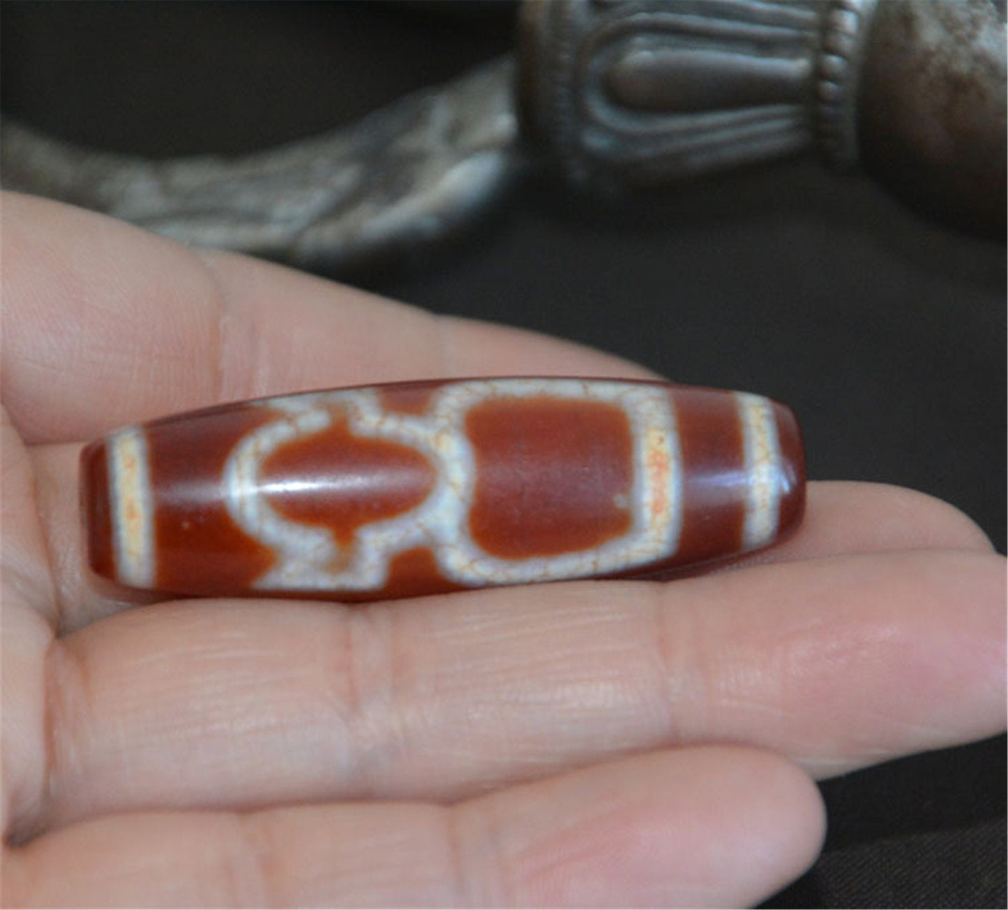 Fire Agate Wealth Dzi Bead