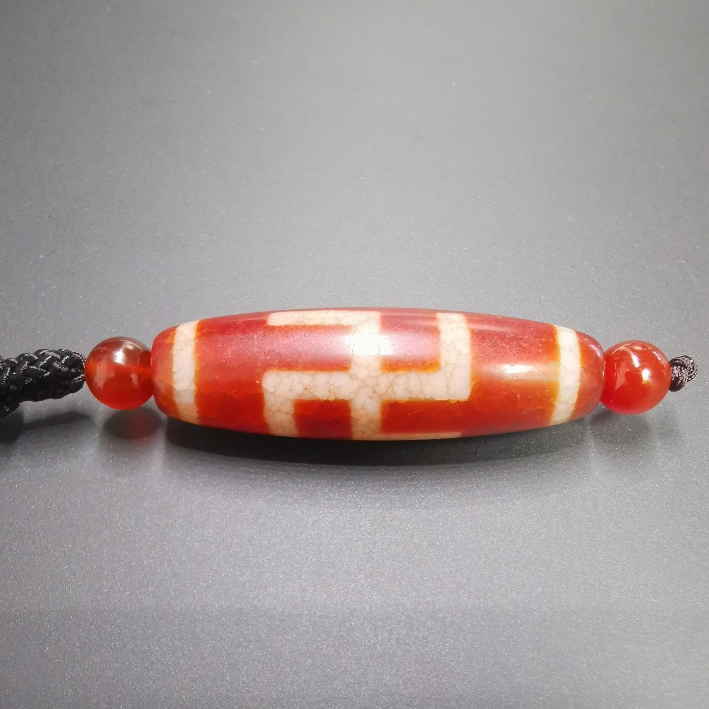 Gandhanra Ancient Tibetan Fire Agate Dzi Beads with Swastika Symbol 卐