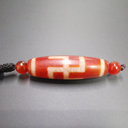 Fire Agate Swastika Symbol 卐 Dzi Beads