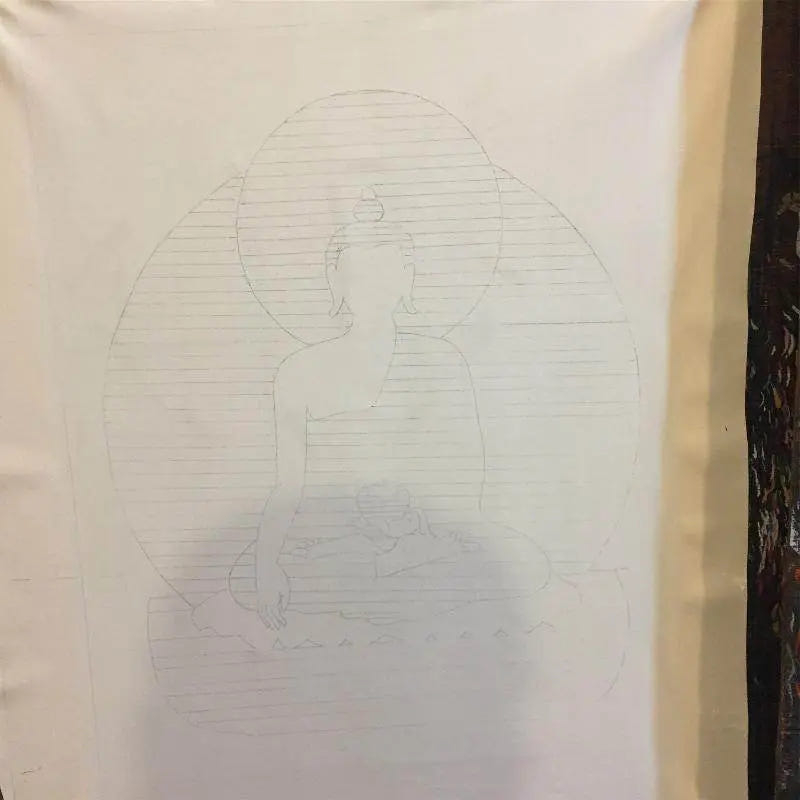 Shakyamuni - Handpainted in Mantra - Tibetan Buddhist art, view 8