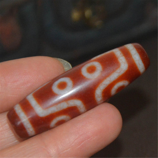 Fire Agate 7 Eyes Dzi Bead - Gandhanra-ART