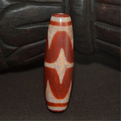 Fire Agate Tiger Tooth Dzi Bead