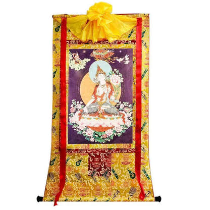 White Tara,Woodblock Thangka Art - Tibetan thangka painting, view 5