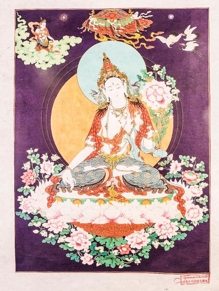 Gandhanra Woodblock Thangka,White Tara,Derge Sutra Printing Temple