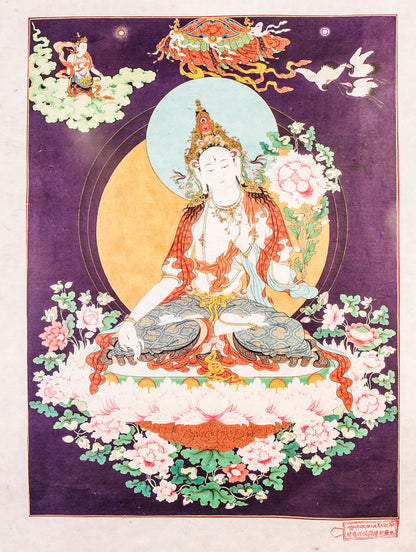 Gandhanra Woodblock Thangka,White Tara,Derge Sutra Printing Temple