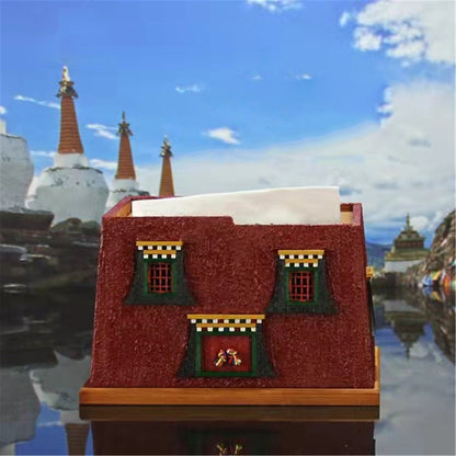 Gandhanra Handmade Tissue Box Holder,Tibetan Architecture,Potala Palace Style ,Tibetan Ethnic Crafts For Home Decor