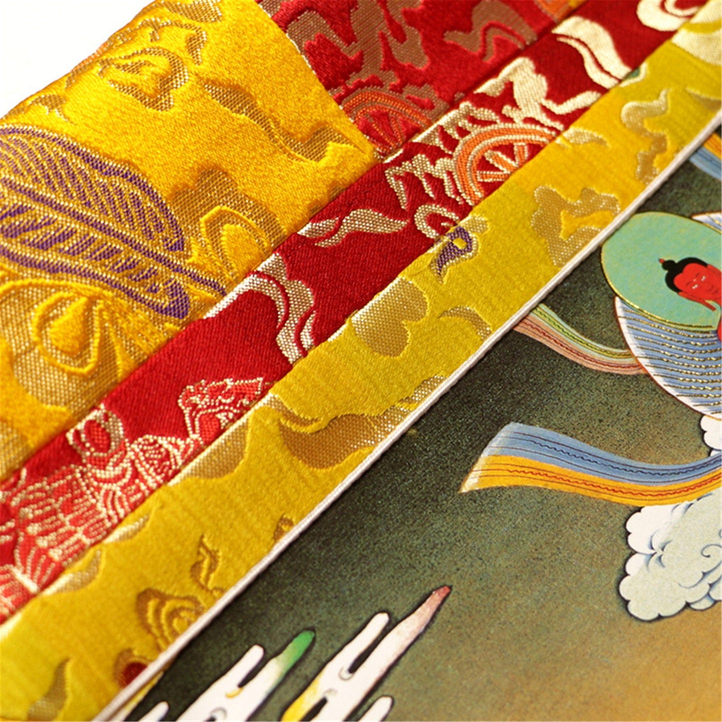 Gandhanra Woodblock Thangka,Yelllow Jambhala,Derge Sutra Printing Temple