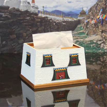 Gandhanra Handmade Tissue Box Holder,Tibetan Architecture,Potala Palace Style ,Tibetan Ethnic Crafts For Home Decor