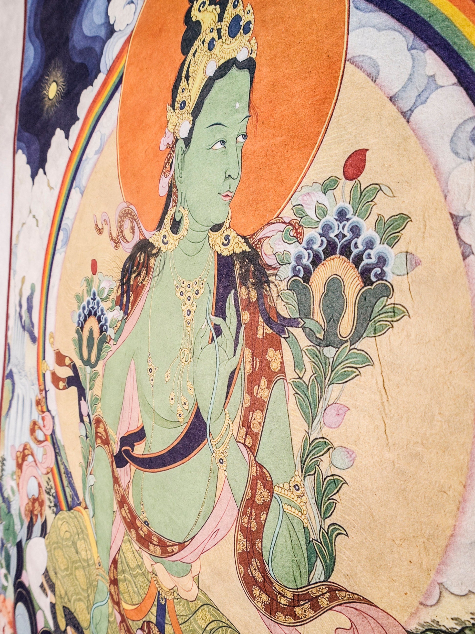 Gandhanra Woodblock Thangka,Green Tara,From Derge Sutra Printing Temple