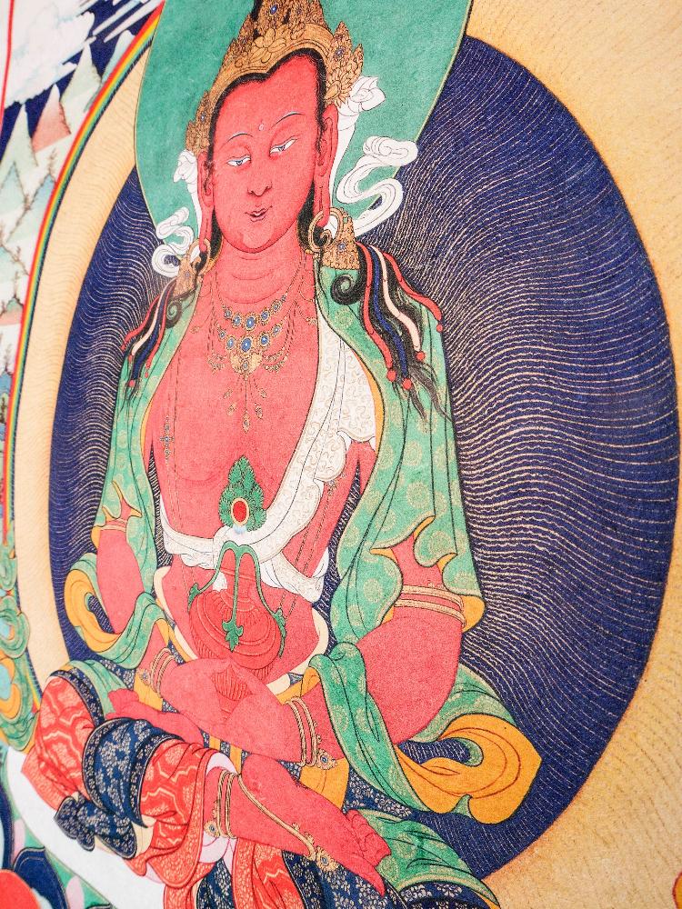 Gandhanra Woodblock Thangka,Amitayus,Derge Sutra Printing Temple