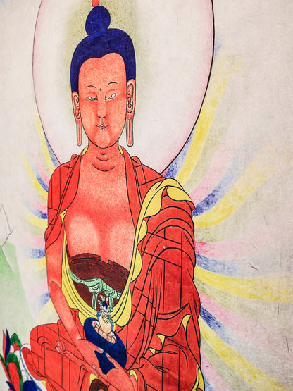 Amitayus,Buddha Of Infinite Life,Woodblock Thangka Art