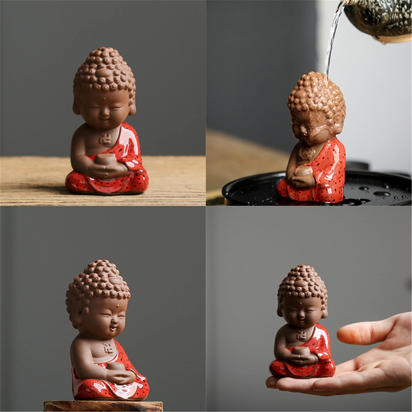 Gandhanra 6 Forms Buddha Statue Ornaments,Meditation Sramanera,Religious Statuary For Bookshelf,Zen Home Decor,Mdeitation