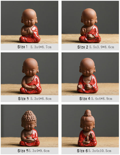 Gandhanra 6 Forms Buddha Statue Ornaments,Meditation Sramanera,Religious Statuary For Bookshelf,Zen Home Decor,Mdeitation