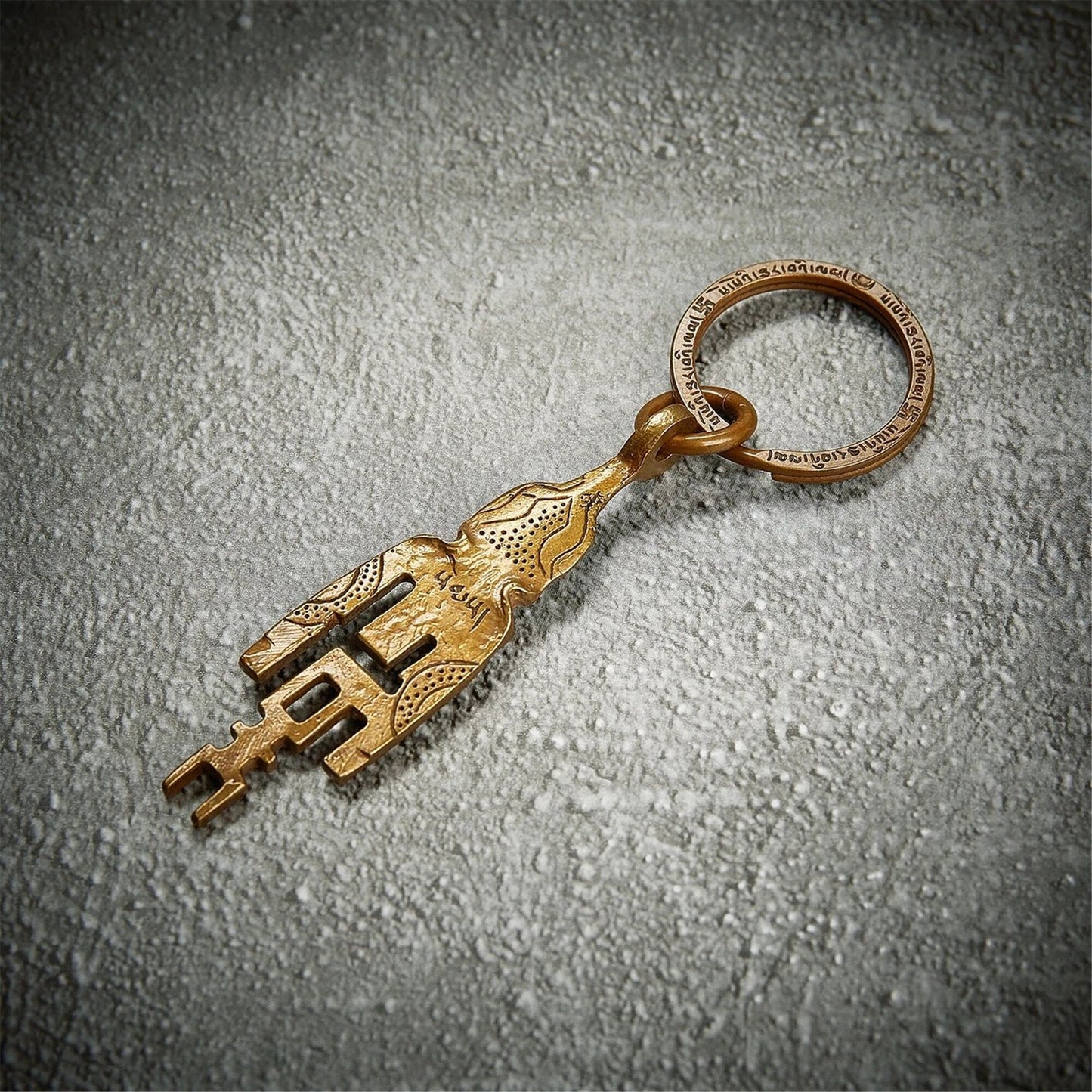 Gandhanra Antique Tibetan Amulet Keychain,The Key of Heart, Trantic Buddhism Dharma, Himalayan Style Pendant,Made of Pure Brass