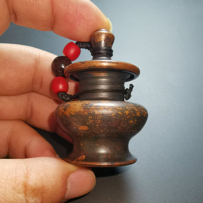 Gandhanra Vintage Mini Copper Jar with Lid,Handmade in Tibet, for Collectibels and Ornament