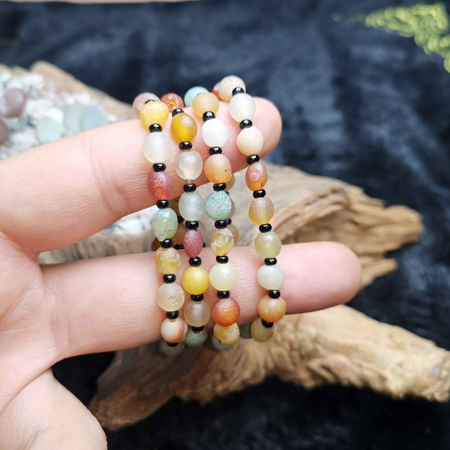 Gandhanra Handmade Gobi Desert Jade Beads Bracelet, Agate Beads Necklace For Women,72 Beads Necklace