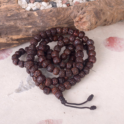 Gandhanra Handmade Antique Bodhi Beads,108 Mala Beads Necklace,Prayer Beads,Rudraksha Beads for Meditation