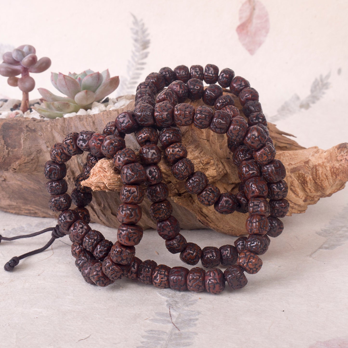 Gandhanra Handmade Antique Bodhi Beads,108 Mala Beads Necklace,Prayer Beads,Rudraksha Beads for Meditation