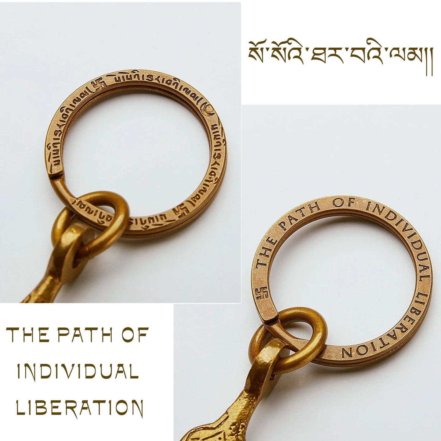 Gandhanra Antique Tibetan Amulet Keychain,The Key of Heart, Trantic Buddhism Dharma, Himalayan Style Pendant,Made of Pure Brass