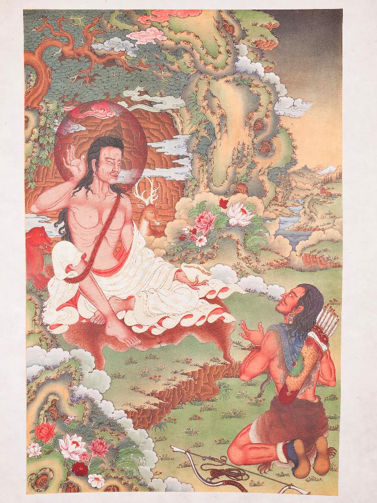 Gandhanra Woodblock Thangka,Jetsun Milarepa,Derge Sutra Printing Temple