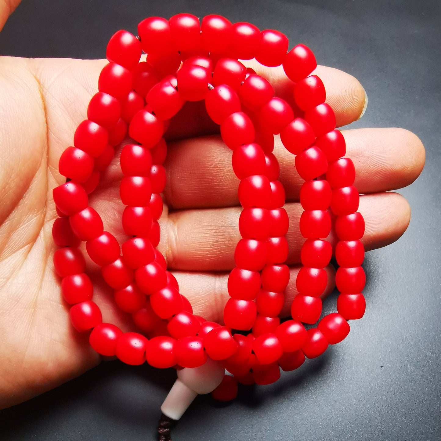 Gandhanra Handmade Mala,108 Prayer Beads Necklace,Pure Red Azure Stone Beads for Meditation and Prayer