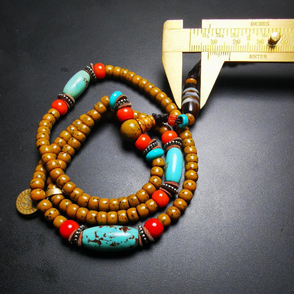 SOLD - Old Assorted Mala with Dzi,Turquoise,Agate,80 Years Old