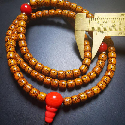 Gandhanra Handmade Old Bodhi Beads,108 Mala Beads Necklace,Rudraksha Beads for Meditation and Prayer