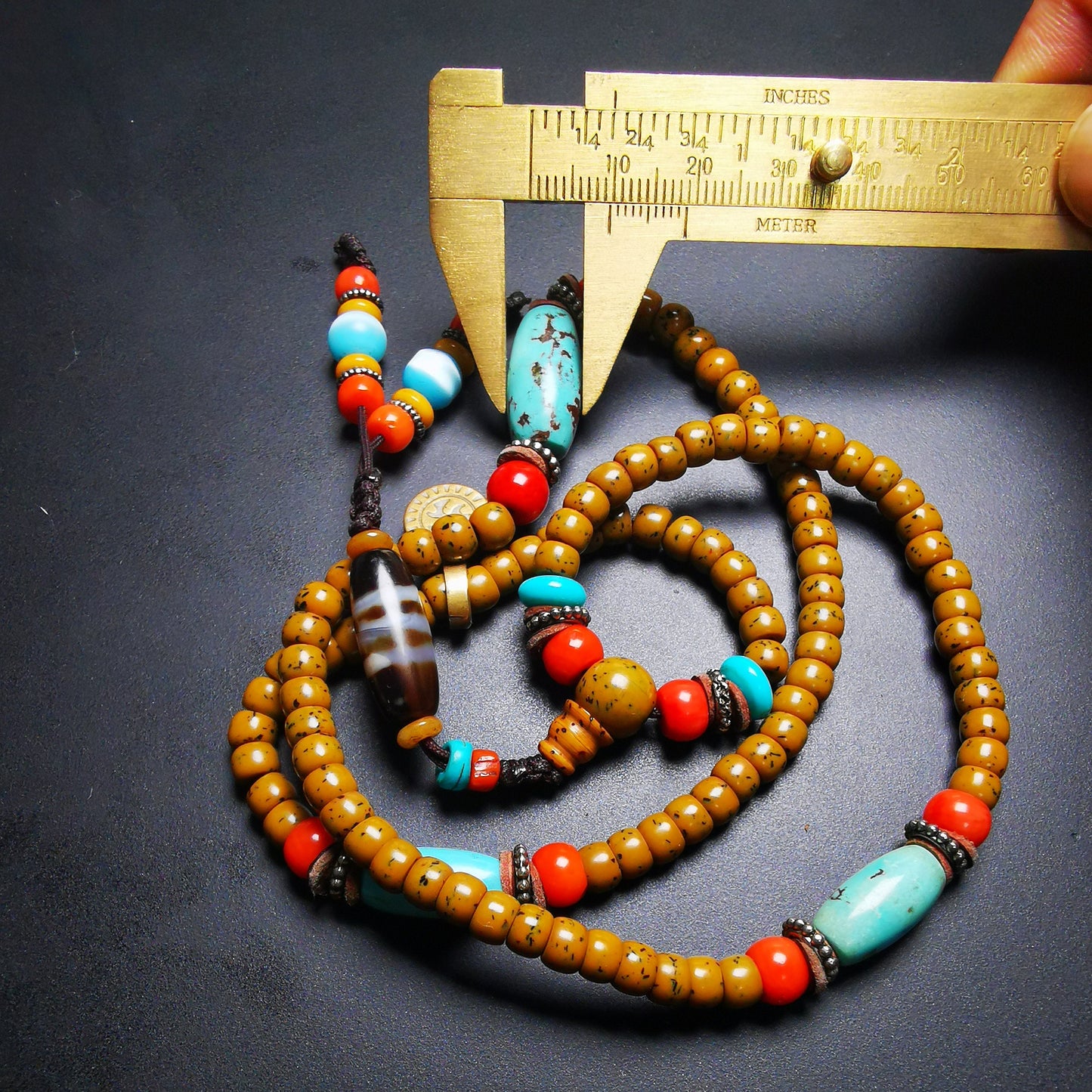 Old Assorted Mala with Dzi,Turquoise,Agate,80 Years Old
