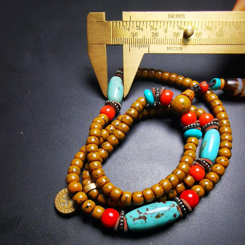 SOLD - Old Assorted Mala with Dzi,Turquoise,Agate,80 Years Old