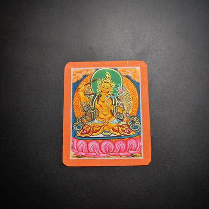 Handpainted Locket Thangka Amulet,Manjusri,Wisdom Buddha - Tibetan thangka painting, view 6