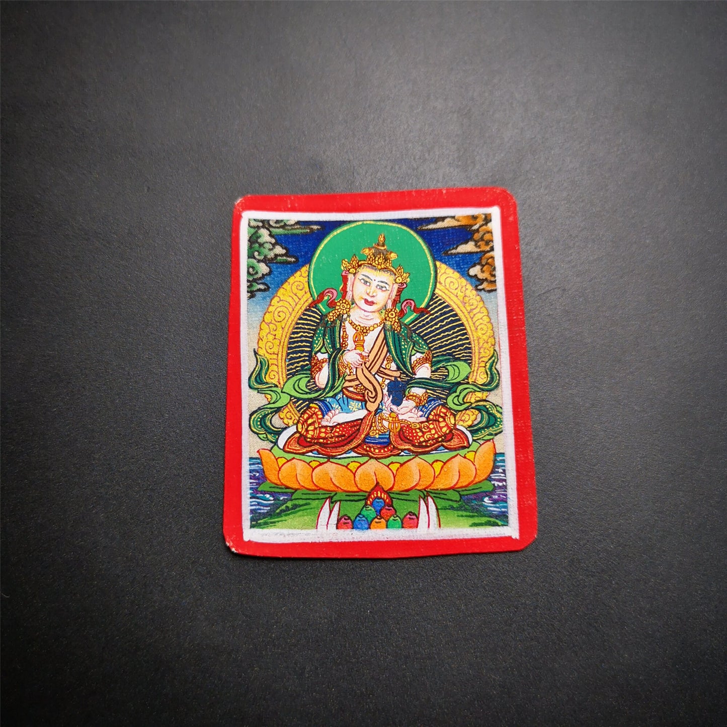 Gandhanra Handpainted Locket Thangka Amulet,Vajrasatva,Dorje Sempa,Packed in Gau Shrine Box