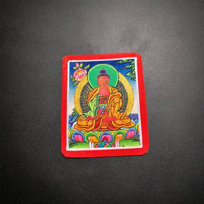 Handpainted Locket Thangka Amulet,Shakyamuni,Gautama Buddha - Tibetan thangka painting, view 6