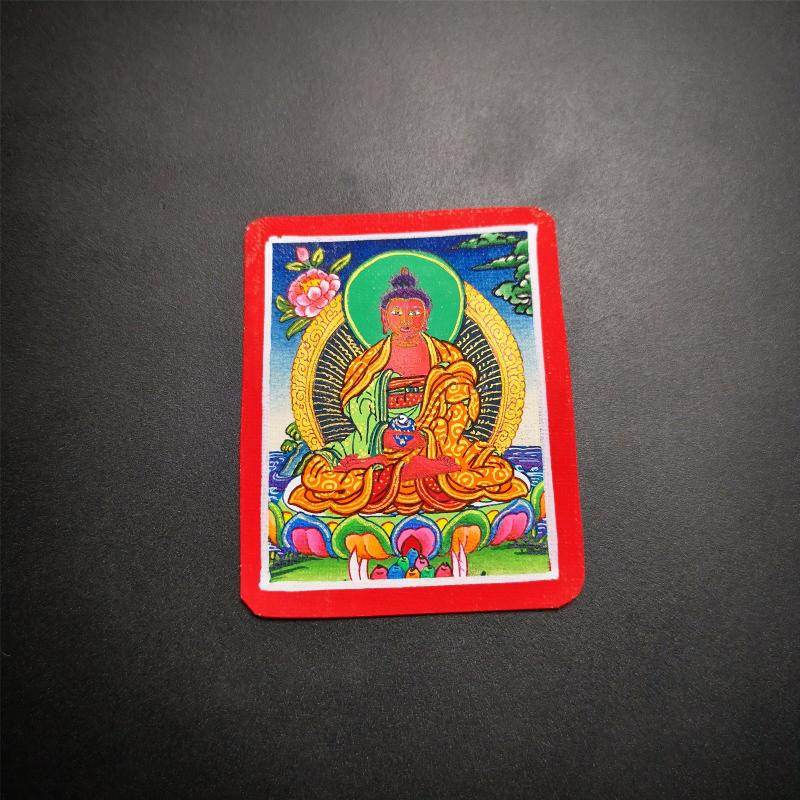 Handpainted Locket Thangka Amulet,Shakyamuni,Gautama Buddha - Tibetan thangka painting, view 6