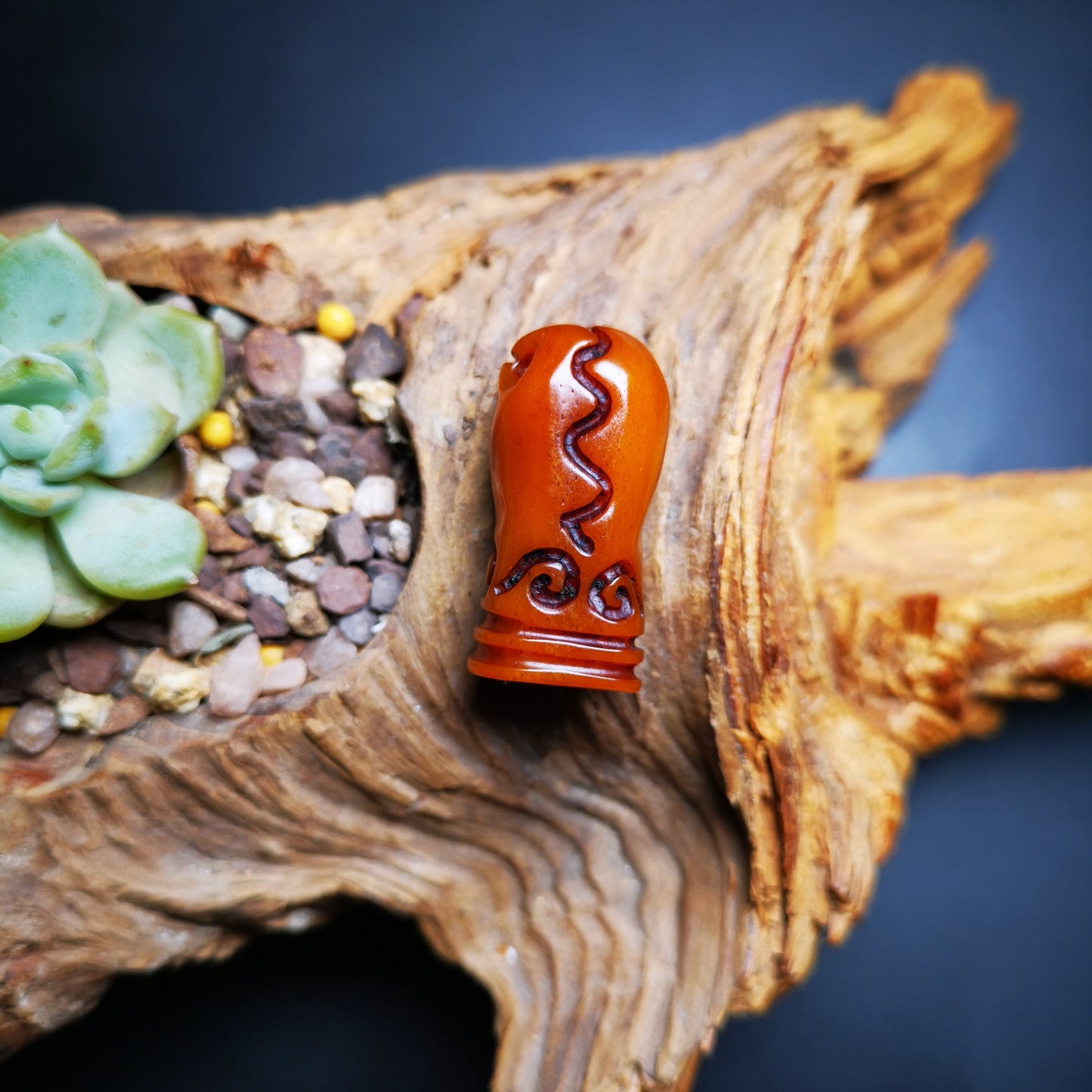 Gandhanra Tibetan Amulet,Yak Bone Carved Skull Sītavana Pendant, Hand-carved Skull Pendant for Prayer Bead/Necklace