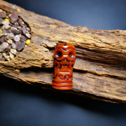 Gandhanra Tibetan Amulet,Yak Bone Carved Skull Sītavana Pendant, Hand-carved Skull Pendant for Prayer Bead/Necklace