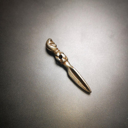 Gandhanra Vintage Skull Sītavana Phurba Amulet,Kila,Kilaka Pendant, Handmade Cold Iron Amulet