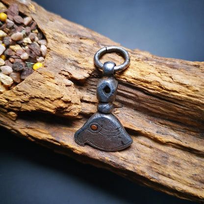 Gandhanra Antique Tibetan Thokcha Amulet Pendant,Kartika(knife of the dakinis), Trantic Buddhism Dharma, Made of Thunder Iron,Copper Inlay