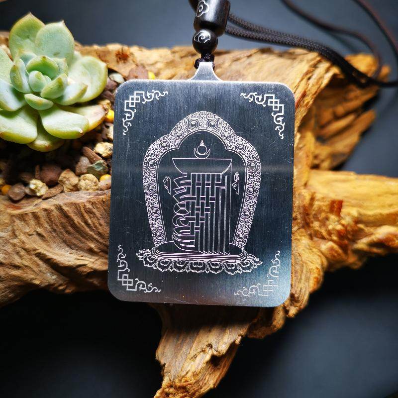 Handpainted Locket Thangka Amulet,Manjusri,Wisdom Buddha - Tibetan thangka painting, view 8